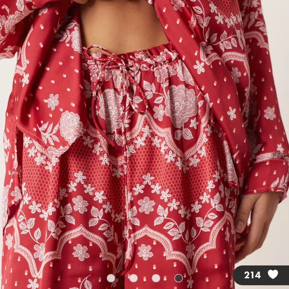 FREE PEOPLE INTIMATELY DREAMY DAYS PJ SET IN CHERRY COMBO - Picture 5 of 11